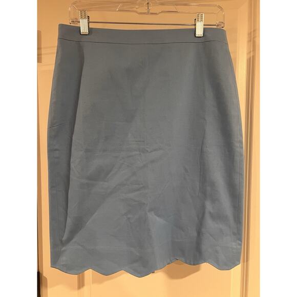 J. Crew Light Blue Scalloped Hem Pencil Skirt size 4 - Picture 1 of 3